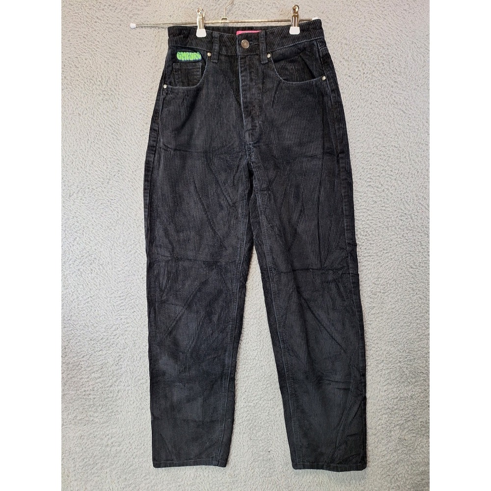 Empyre Tori Corduroy Skate Pants Women 0 (Fits 26x29) Black Relaxed Straight Leg